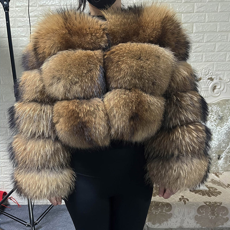 Winter Clothing Equipment - Artı Boyutu Üstleri Kahverengi Kürk Maomaokong