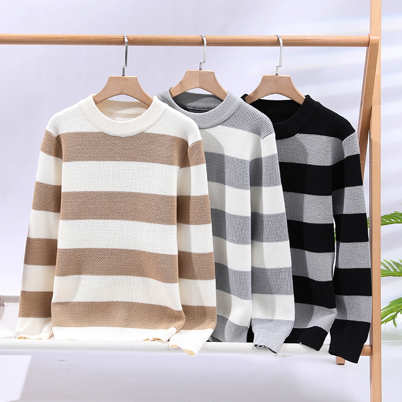 Winter Clothing Patterns - Erkek Çizgili Desenli Günlük Örme Kazaklar