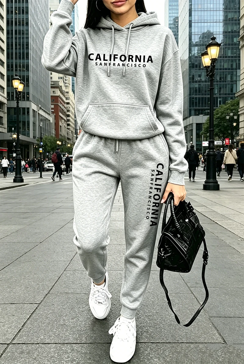 Winter Clothing For - Kaliteli Kadın Eşofman Takımı Baskılı Günlük