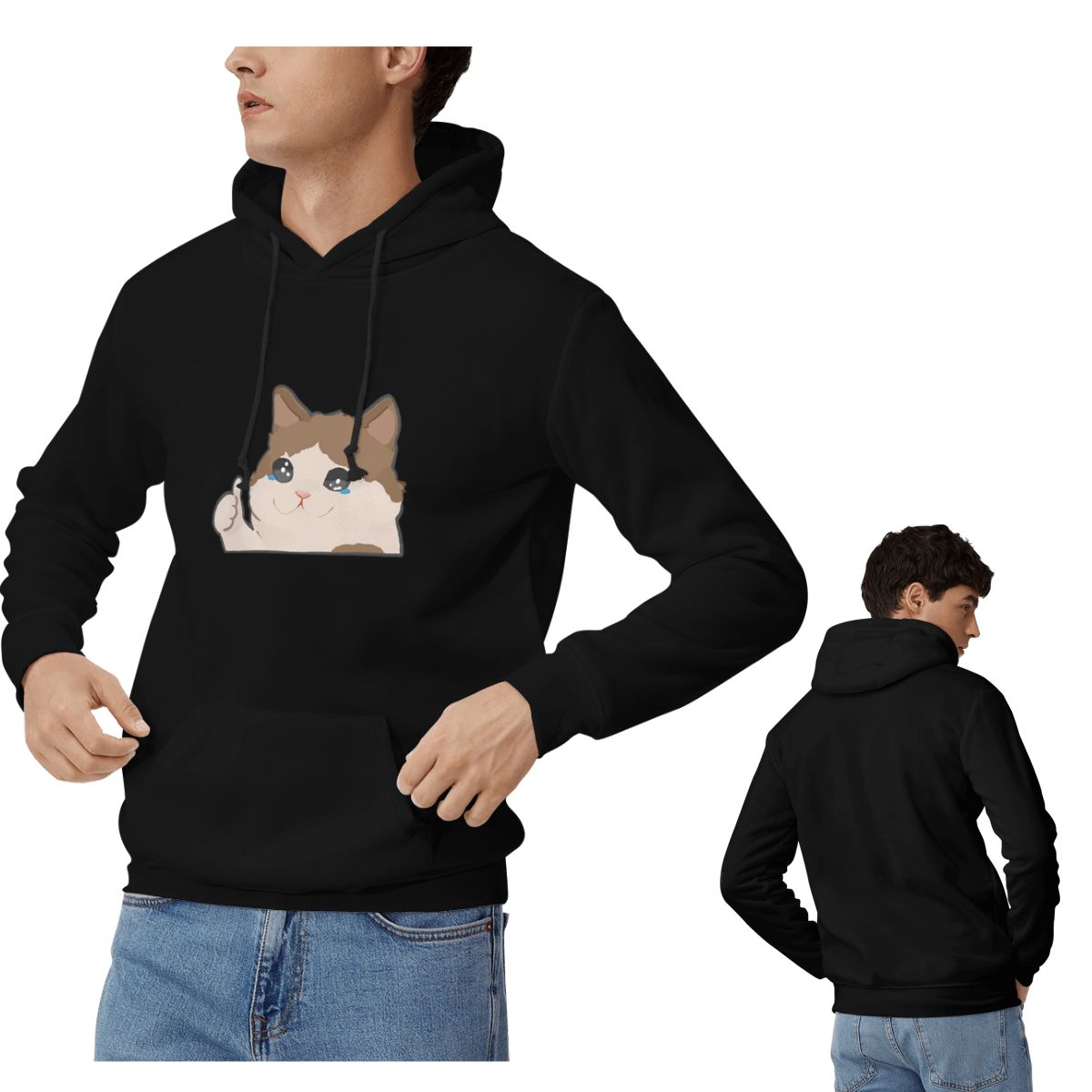 Winter Clothing Meme - Ağlayan Kedi Meme Kapüşonlular Erkek Kadın